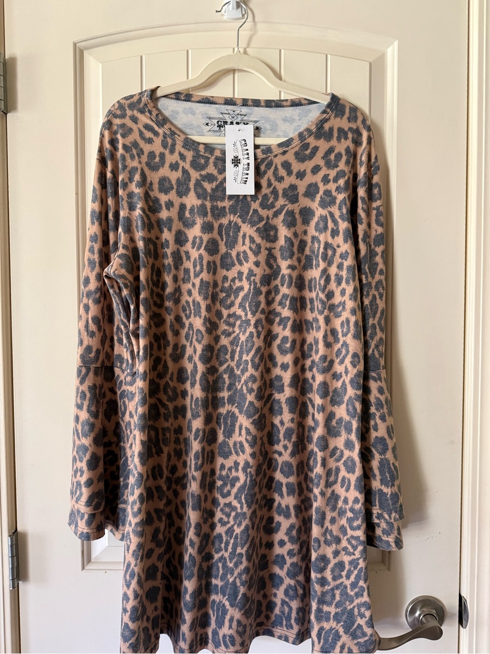 Crazy Train Leopard Print Long Sleeve Tunic/Dress. NWT size M